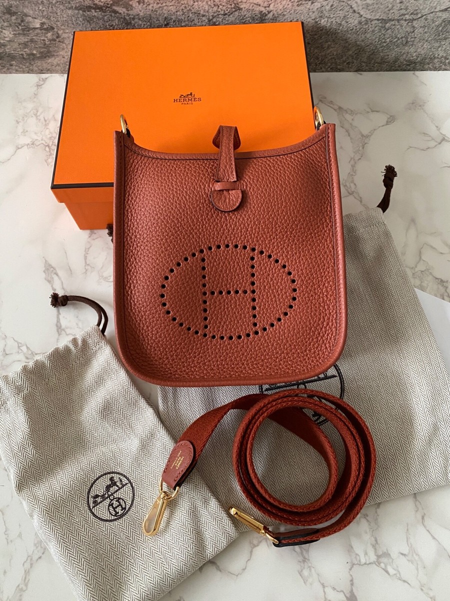New Authentic Hermes Mini Evelyne 16 Amazone Bag Handbag Clemence