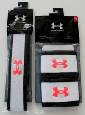 ⭐Under Armour Striped Performance Terry Bundle Headband and 1 Pair of Wristbands