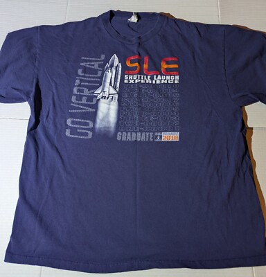 NASA Go Vertical tee shirt unisex Blue Shuttle Launch Graduate 2010 Size XL
