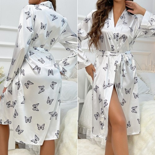 Women's Sexy Lingerie Lace Silk Satin Robe Dress Babydoll Underwear Sleepwear US