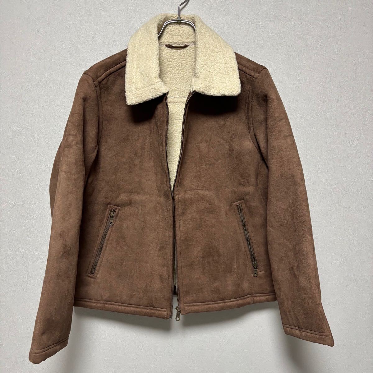 OLD UNIQLO Mouton Jacket S Suede Boa Jacket Mouton Jacket Brown Leather Jacket