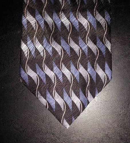 Joseph & Feiss Tie Silk Black Blue Silver Geometric Diamond Ribbon NIB t3650 - Picture 3 of 6