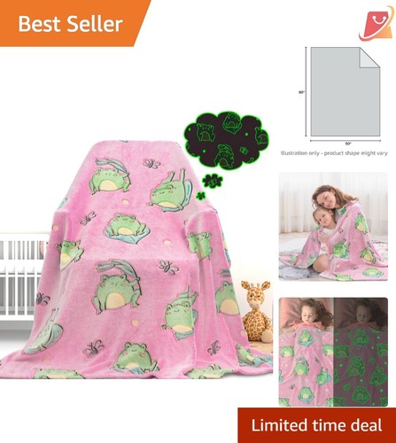Frog Blanket Micro Fleece 50"x60" Glow in Dark Soft Warm Throw Gifts Kids