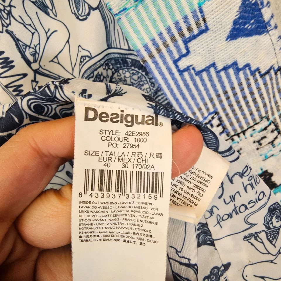 Chaqueta Moto Patchwork Mujer XS DESIGUAL Gris Miral Blanco Tribal Motociclista Azteca $262 Foto 3 de 4