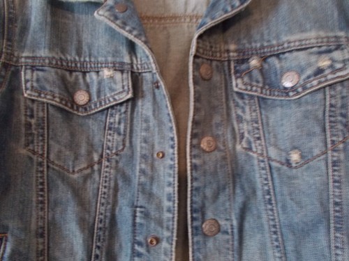 The Children's Place Girls Denim Blue Jean Jacket Distressed Look Sz Lg 10/12 - Picture 2 of 5