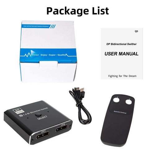 32.4Gbps 8K DisplayPort Splitter DP1.4 Bidirectional Switch 2X1 or 1X2 Converter - Picture 4 of 15