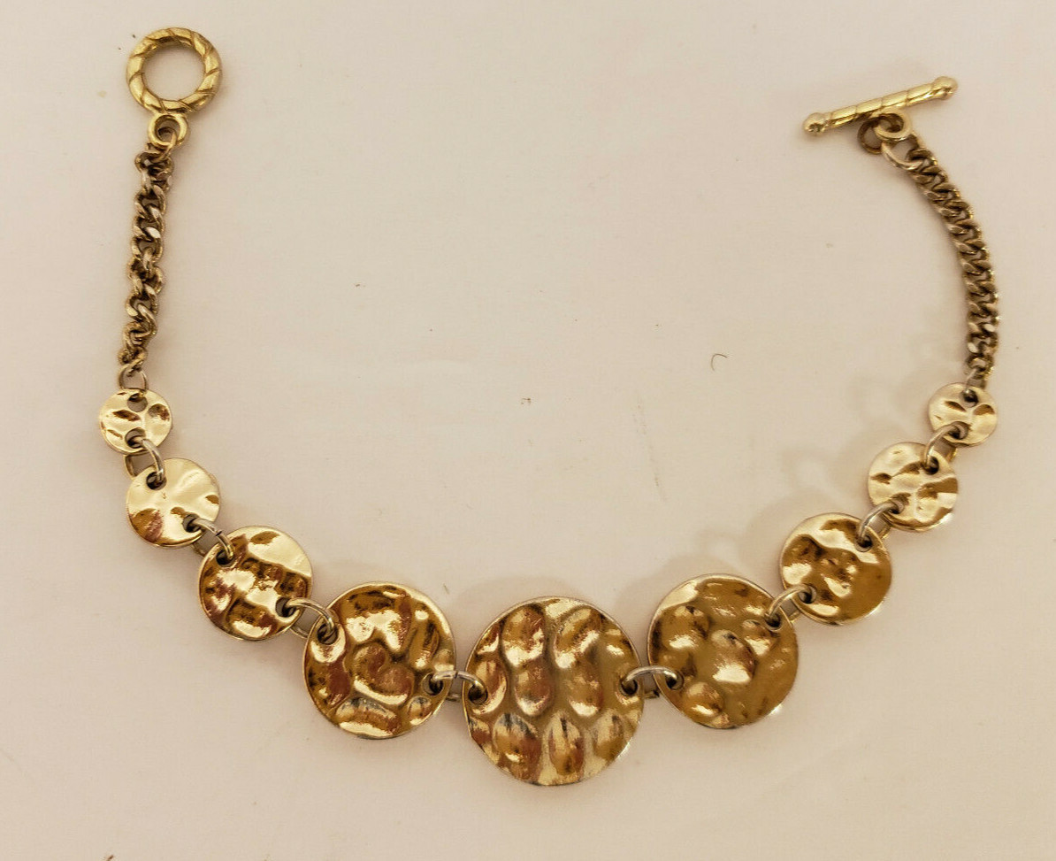 Gold-Tone Varied Size Disc Bracelet Design J86 for Stylish Elegance-image