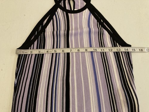 White House Black Market WHBM Outlet Purple Striped Knit Halter Tank Top Size XS - Picture 16 of 21
