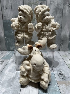 Ceramic Ready To Paint Bears Moose Lot of 3 Vintage All ages