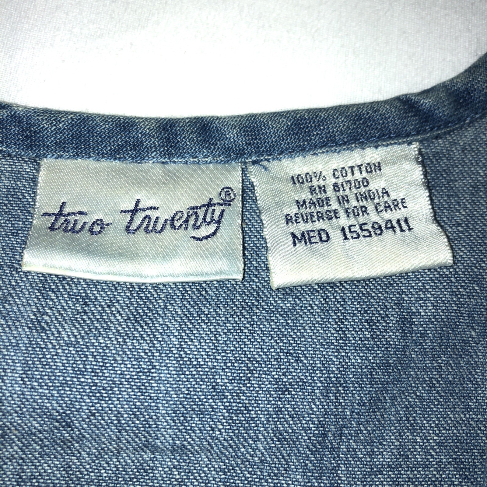 Vintage Two Twenty Denim Patchwork Embroidered Ve… - image 3
