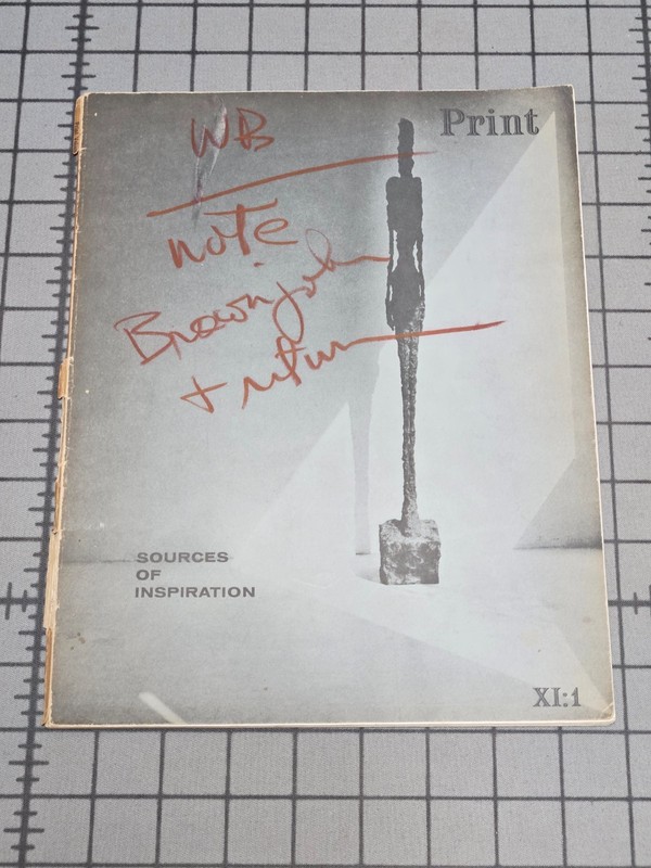 1957 Print Magazine Sources of Inspiration Vol XI, No 1 Giacometti Rauschenberg+