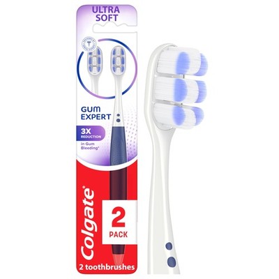 Colgate Gum Expert Ultra Soft Toothbrush Pack, 2 Count (Pack of 1), Purple 