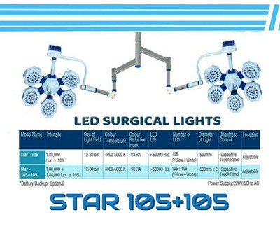 Advanced Surgical & Examination OR LED Light Star 105 + 105 OT LED Lamp