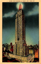 Vintage Postcard, Empire State Building At Night,  New York City, NYC, NY*