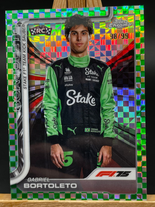 Gabriel Bortoleto 2025-26 Topps Chrome F1 98/99 Green X-Fractor RC #20