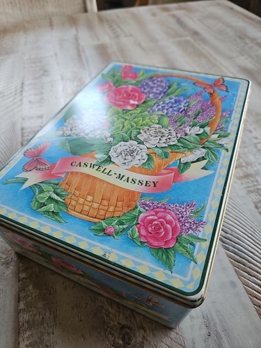 VINTAGE Floral Tin Barringer Wallis & Manners Collectible Caswell-Massey Tin Box - Picture 3 of 8