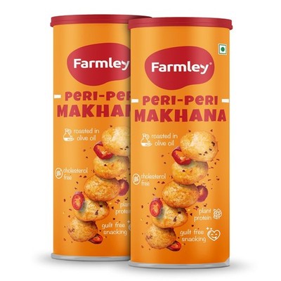 Farmley Roasted Makhana, Peri Peri Flavour | 77g Each (Pack OF 2) Free Delivery