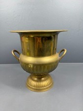 Vintage Brass Ice Bucket / Wine Cooler Urn with Handles Pedestal Base