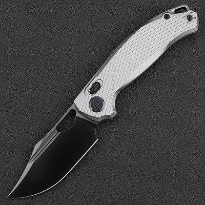 Kunwu Knives Django Folding Knife 3¾  Elmax Steel Blade Diamond/Titanium Handle