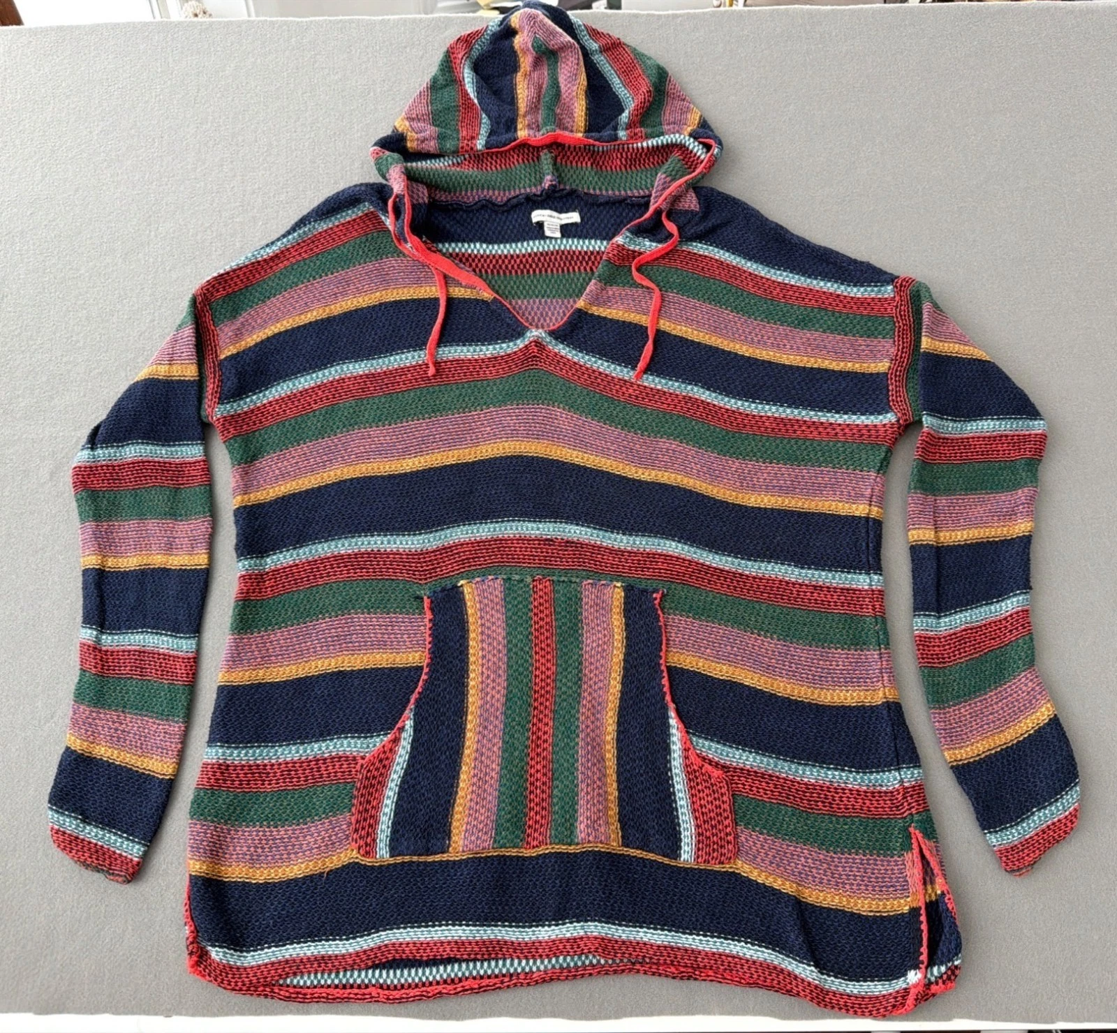 American Eagle Outfitters Hoodie Womens Medium Multicolor Striped Baja Sweater