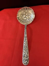 S. KIRK & SON REPOUSSE STERLING 9 1/4" LARGE BERRY SPOON
