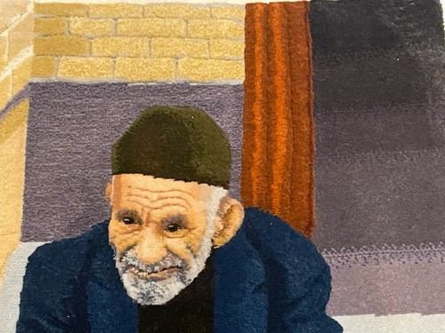 Amazing Wool Rug Tapestry Wall Hanging OLD MAN TABLEAU 27”x18” - Picture 12 of 16