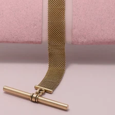 Antique Victorian Yellow Gold Filled Mesh Extender T-Bar for Charms Pendant