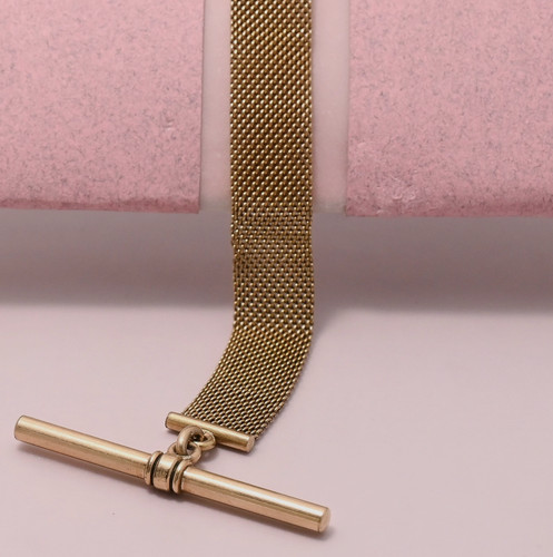 Antique Victorian Yellow Gold Filled Mesh Extender T-Bar for Charms Pendant