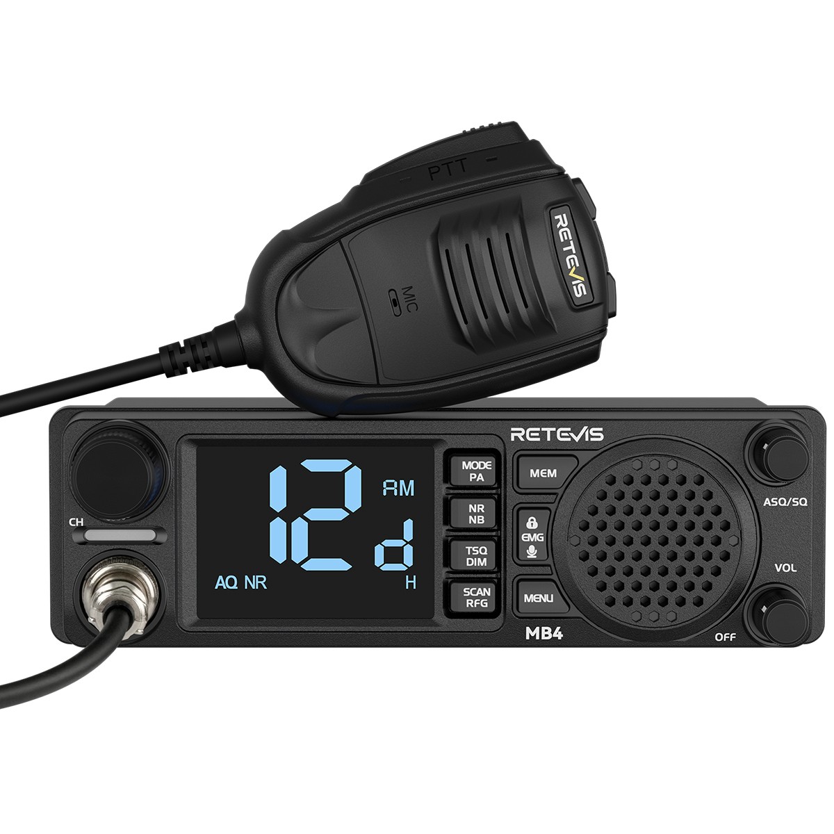 MB4 DIN Mount CB Radio Kit Noise Canceling Front Speaker Long Range ...