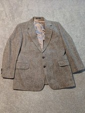 Harris Tweed Jacket Mens 44 Vintage Scottish Wool Herringbone Suit Sport Coat