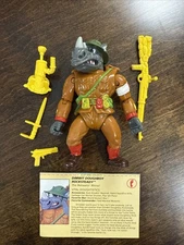 1992 TMNT Dimwit Doughboy Rocksteady Ninja Turtles, Complete W/Card!