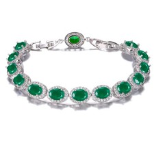Hermosa Silver Oval Gemstone Tennis Bracelet  Silver Bracelets for Women  S...