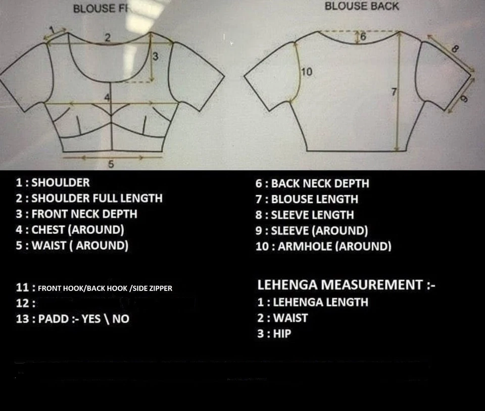 Blusa Estándar Costura Sari Sari Lehenga Choli Vestido Plazzo Servicio Salwar Foto 3 de 4