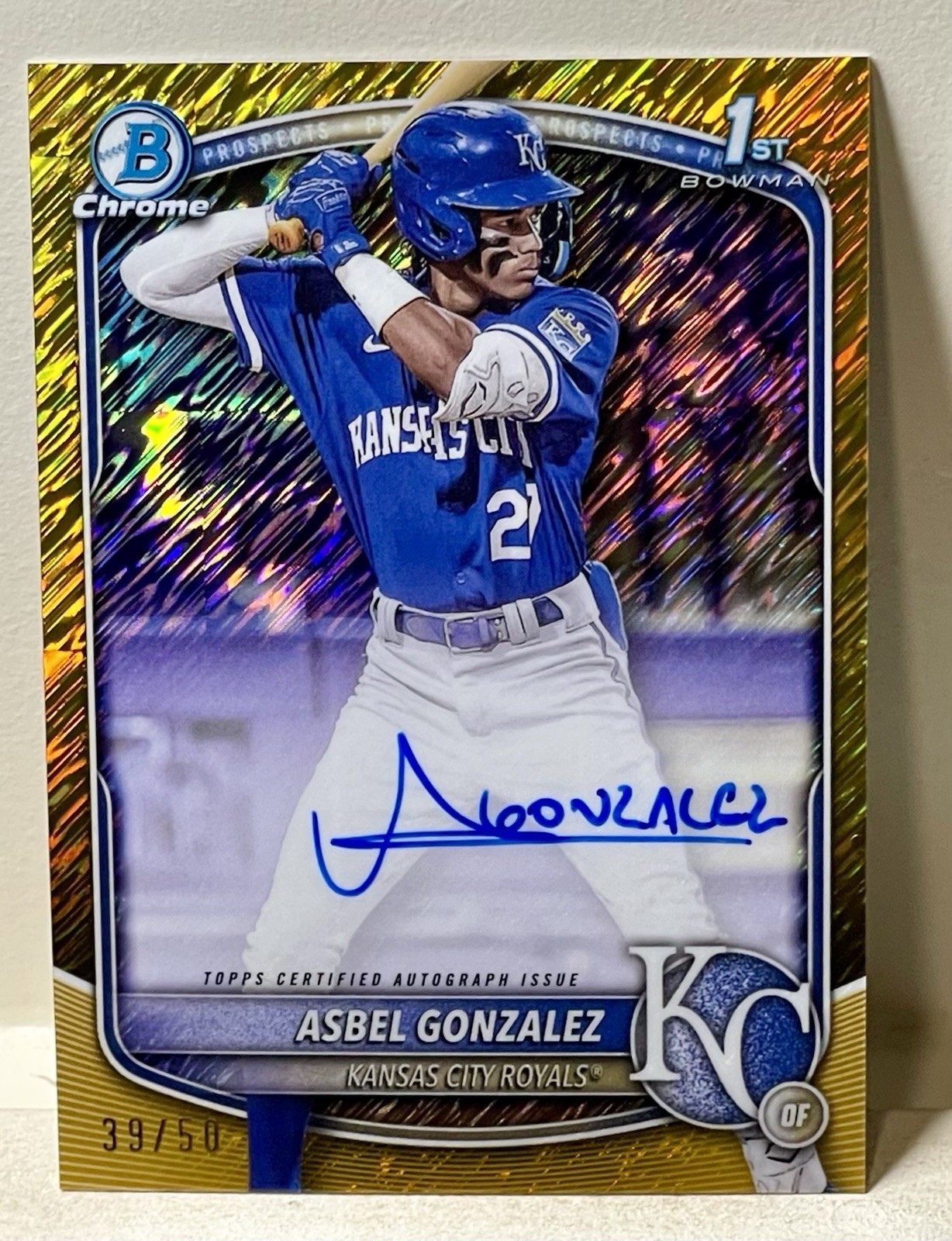2025 Bowman Chrome Asbel Gonzalez Gold Shimmer 1st Auto /50