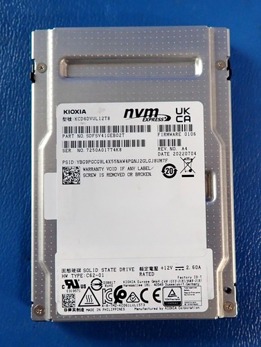 KIOXIA KCD6DVUL12T8 12.8 TB 2.5" NVMe PCIe 4.0 SSD | 96 - 98% Health