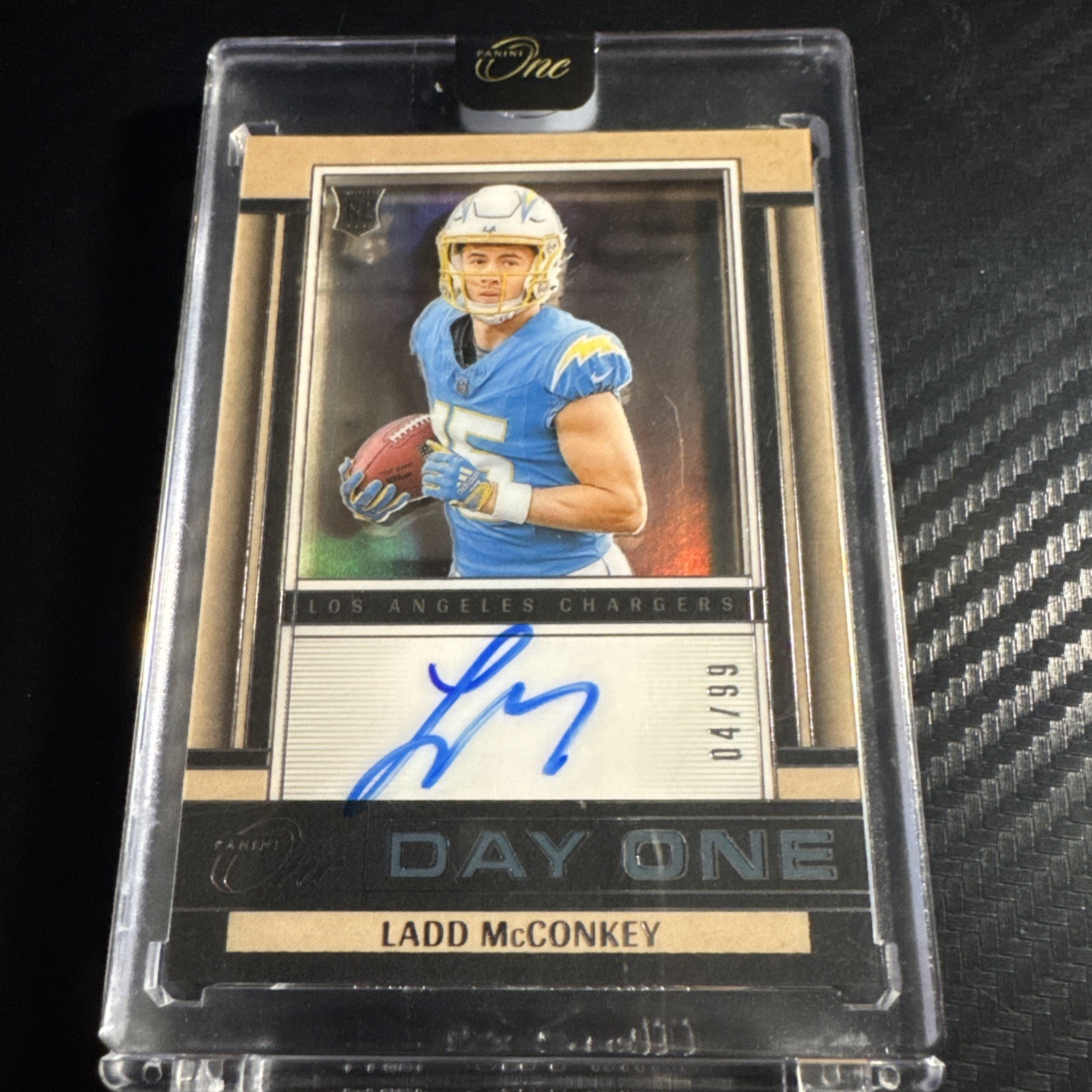 2024 Panini One Day One #135 Ladd McConkey RC Rookie AUTO 04/99 CHARGERS