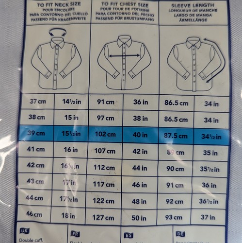 M&S Mens Blue Large Shirt - Regular Fit Italian Fabric Easy Iron Large 40” New - Picture 13 of 13