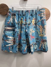 VTG Reyn Spooner Shorts Hawaiian Ocean Fish Women’s Large Pockets Resortcore