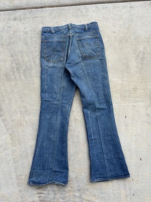70s Levi s orange tab flare jeans indigo wash vintage talon zipper Big E