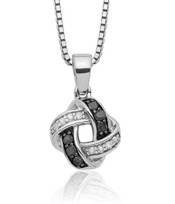 925 Sterlingsilber 0,14 ct Diamant kleiner schwarz weißer Anhänger Halskette 18 mm 3/4