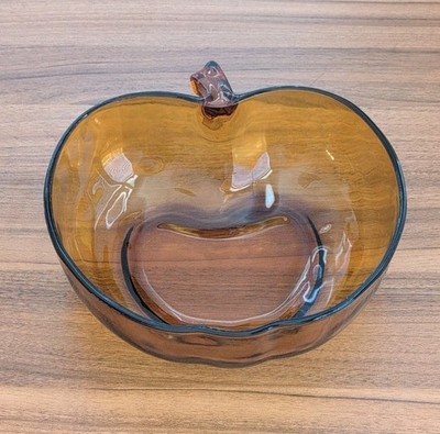 Vintage Amber Colony Glass Apple Serving Bowl 10''   NICE 