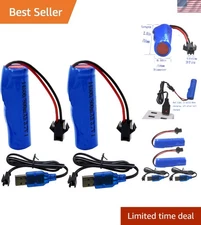 2 Pack 3.7V 500mAh Li-ion Rechargeable Battery SM 2P Plug with USB Charger Ca...