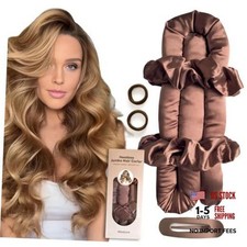Jumbo Brown Heatless Hair Curler Set - Satin Heatless Curls Overnight