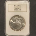 1881 S $1 Morgan Silver Dollar NGC MS64 Brown Label Early Holder Rim Toning