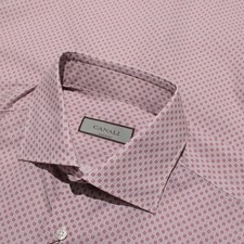 Canali NWT Dress Shirt Size 39 15.5 Regular Fit in Red 100 Cotton