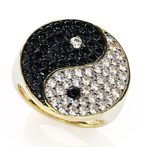 Authentic 18K Gold Plated 2.58ctw White Zircon & Spinel Yin & Yang Ring