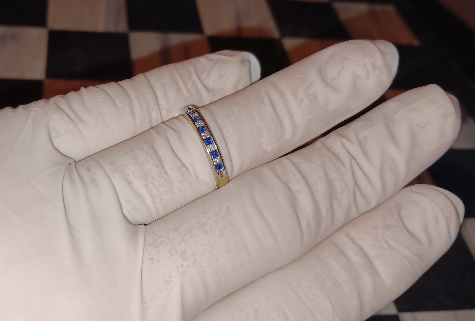 14k Solid White Gold stacker ring with Diamonds a… - image 8