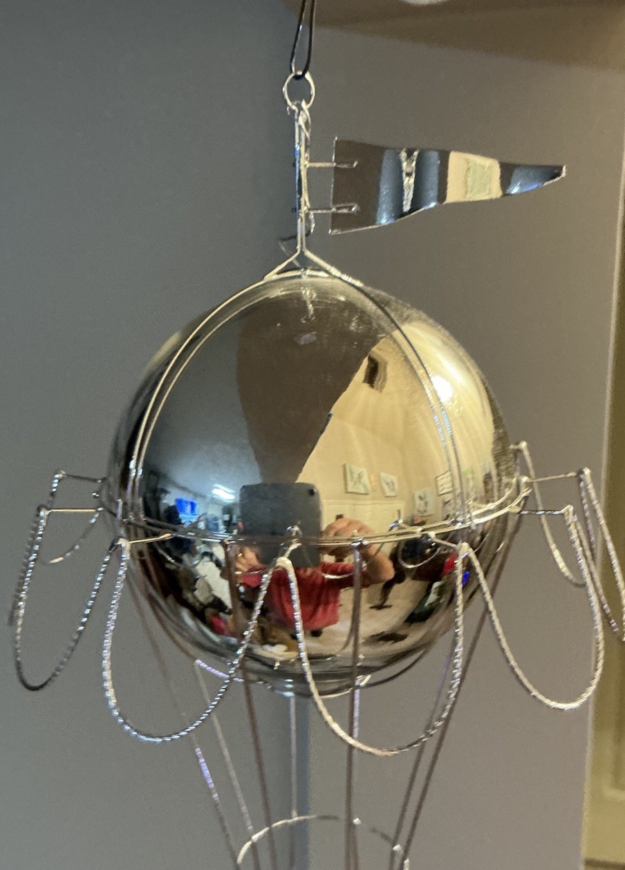 Up Up & Away Hot Air Balloon Silver Christmas Ornament