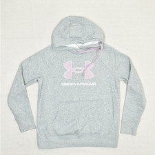 Under Armour Women's Pullover Hoodie Center Logo Cotton Gray Size M Loose