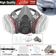 Half/Full Face Mask With Goggles Filter Anti-Dust/Gas Respirator Mask Reusable